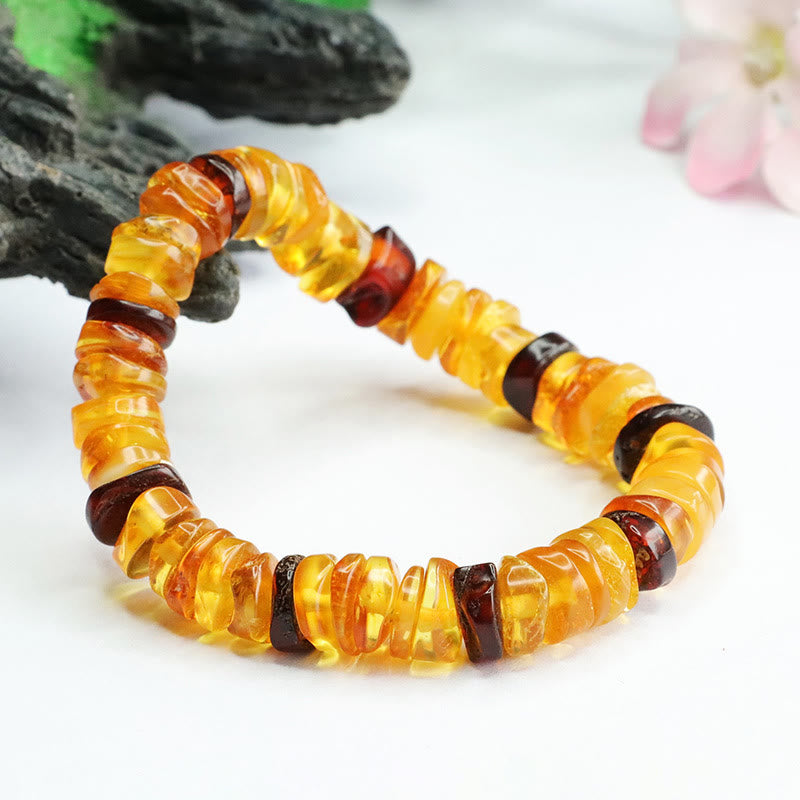 Bracelet de confiance avec boucle en ambre et pierres de Bouddha 