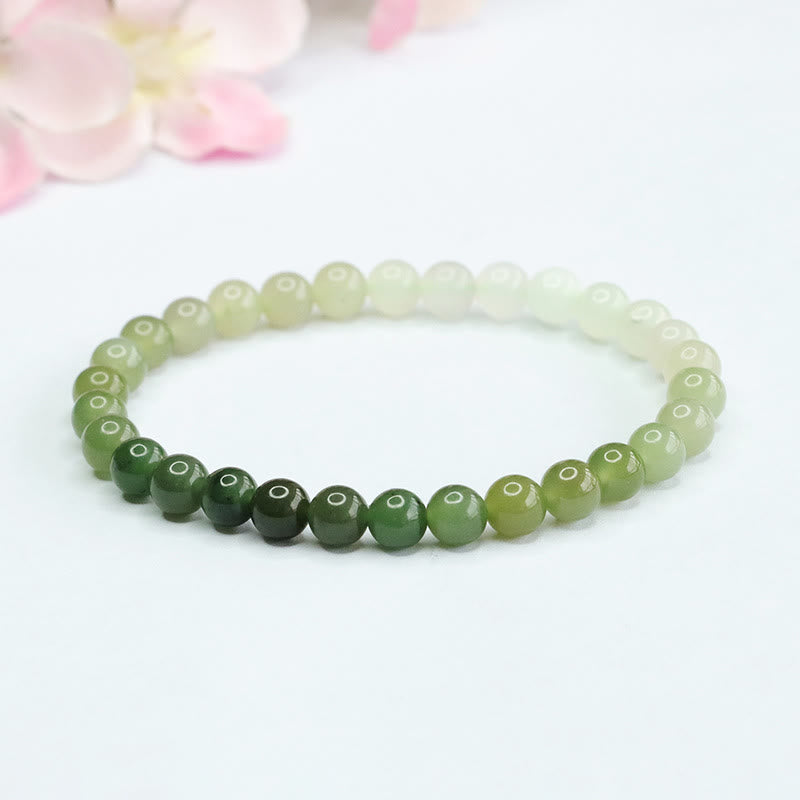 Buddha Stones Hetian Jade Gradient Color Abundance Bracelet