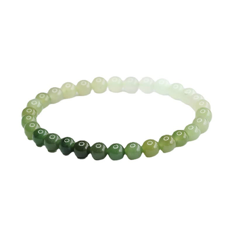 Bracelet d'abondance en jade Hetian dégradé de couleurs et pierres de Bouddha 