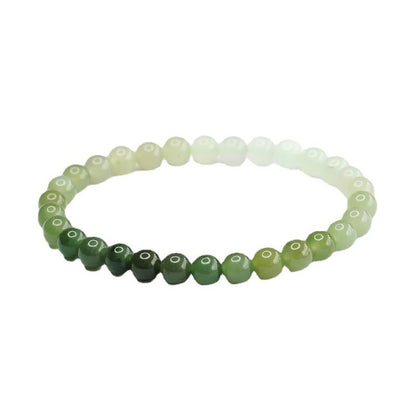 Bracelet d'abondance en jade Hetian dégradé de couleurs et pierres de Bouddha 