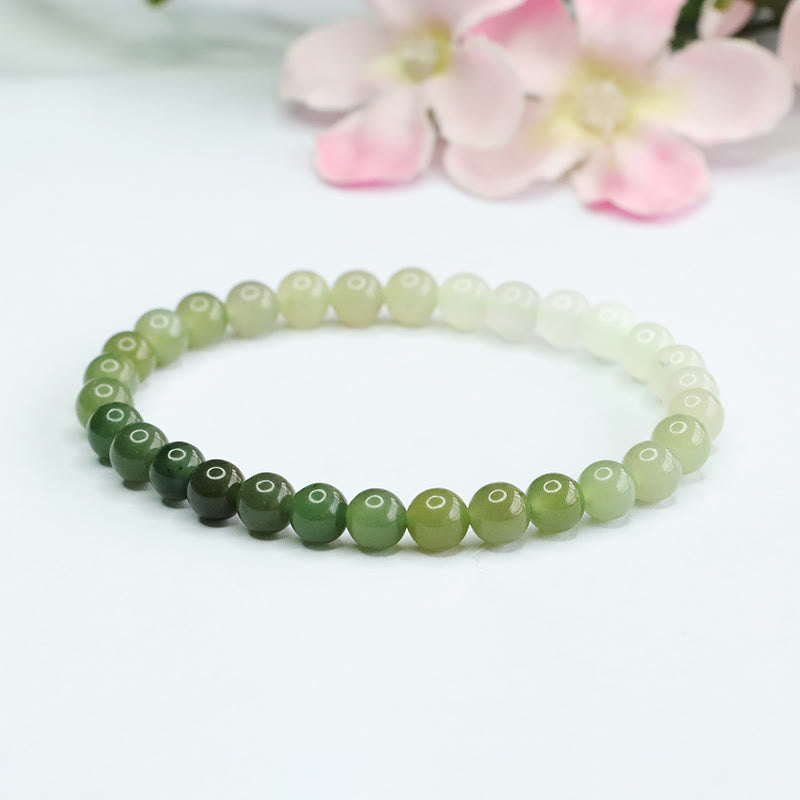 Buddha Stones Hetian Jade Gradient Color Abundance Bracelet