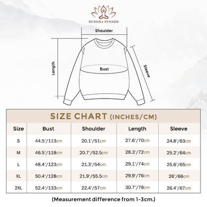 Buddha Stones Buddha Sitting With Lotus Flowers Pattern Fleece Lined Sweatshirt