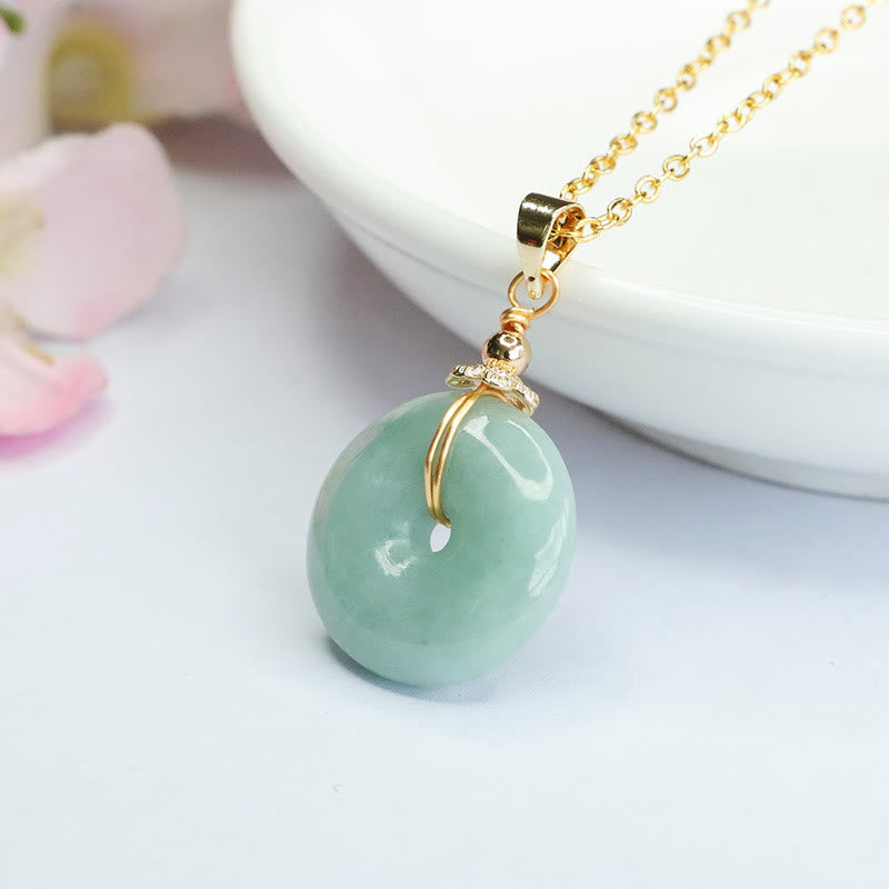 Buddha Stones Jade Peace Buckle Necklace Luck Pendant