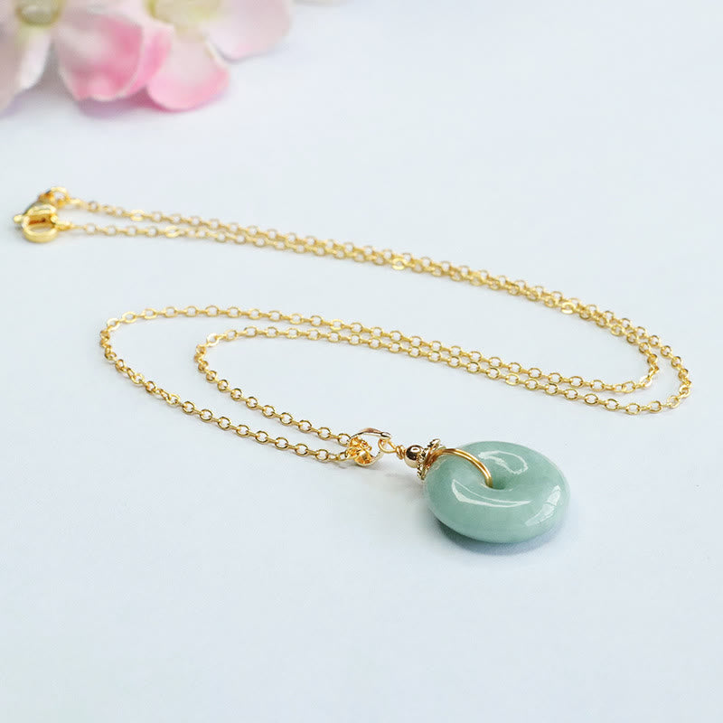 Buddha Stones Jade Peace Buckle Necklace Luck Pendant