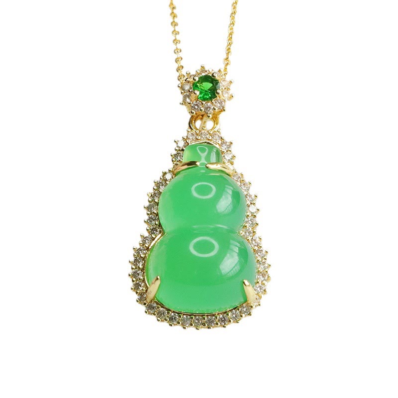 Buddha Stones Green Chalcedony Gourd Pendant