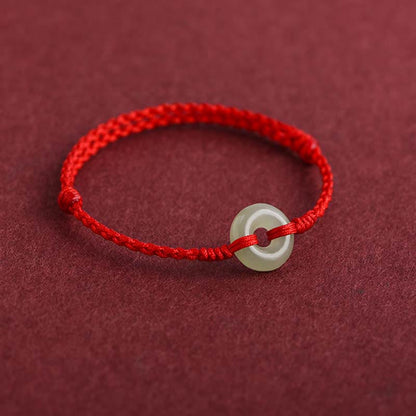 Bracelet de cheville tressé en jade Hetian naturel avec pierres de Bouddha et boucle de paix, protection et chance