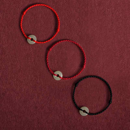 Bracelet de cheville tressé en jade Hetian naturel avec pierres de Bouddha et boucle de paix, protection et chance
