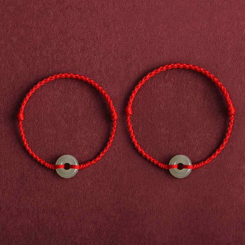 Bracelet de cheville tressé en jade Hetian naturel avec pierres de Bouddha et boucle de paix, protection et chance