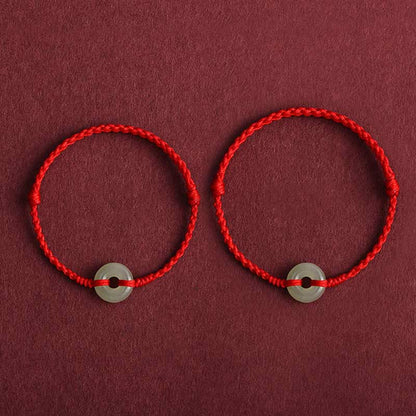 Bracelet de cheville tressé en jade Hetian naturel avec pierres de Bouddha et boucle de paix, protection et chance
