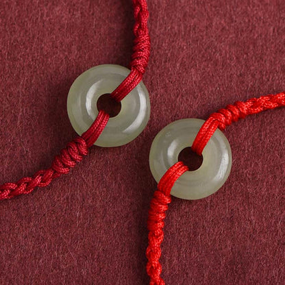 Bracelet de cheville tressé en jade Hetian naturel avec pierres de Bouddha et boucle de paix, protection et chance