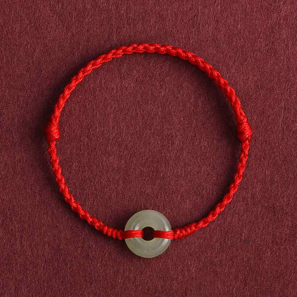 Bracelet de cheville tressé en jade Hetian naturel avec pierres de Bouddha et boucle de paix, protection et chance