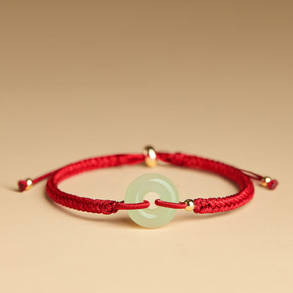 Bracelet tressé en jade Hetian naturel avec pierres de Bouddha et boucle de paix, protection et chance.