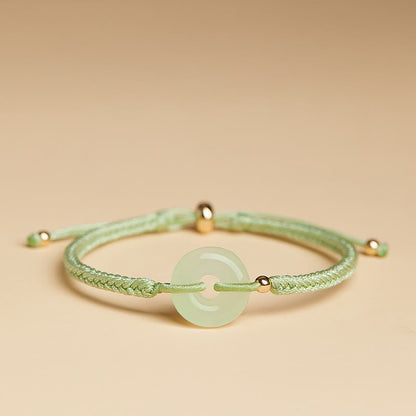 Bracelet tressé en jade Hetian naturel avec pierres de Bouddha et boucle de paix, protection et chance.