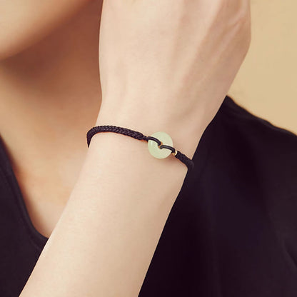 Bracelet tressé en jade Hetian naturel avec pierres de Bouddha et boucle de paix, protection et chance.