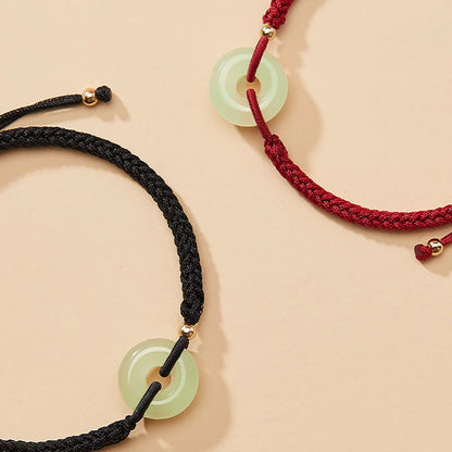 Bracelet tressé en jade Hetian naturel avec pierres de Bouddha et boucle de paix, protection et chance.