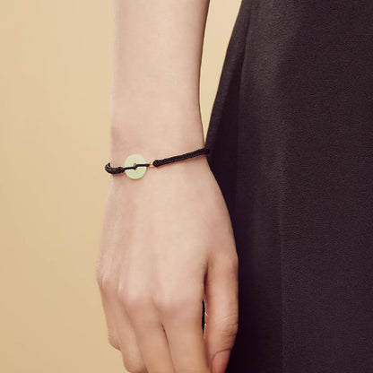 Bracelet tressé en jade Hetian naturel avec pierres de Bouddha et boucle de paix, protection et chance.