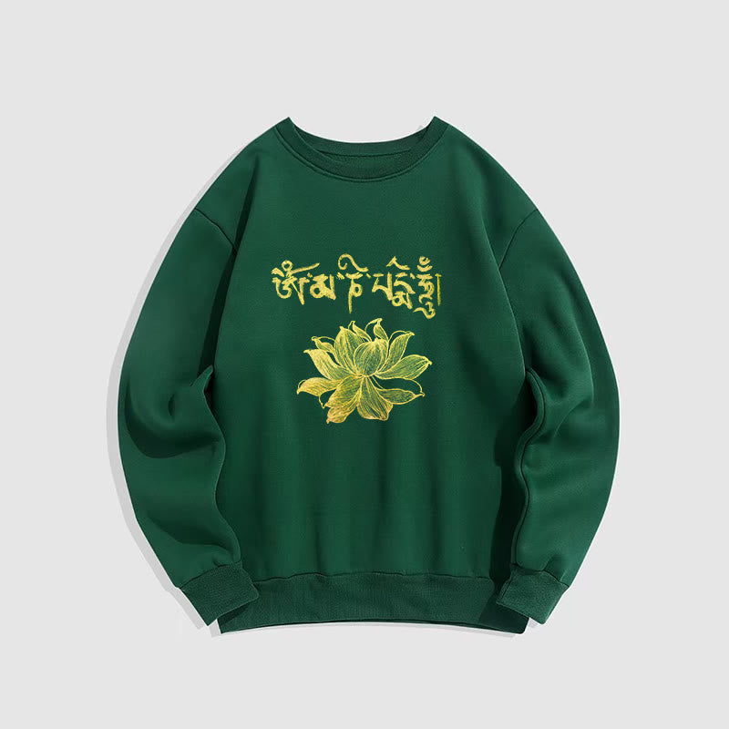 Buddha Stones Golden Lotus Sanskrit Fleece Lined Sweatshirt