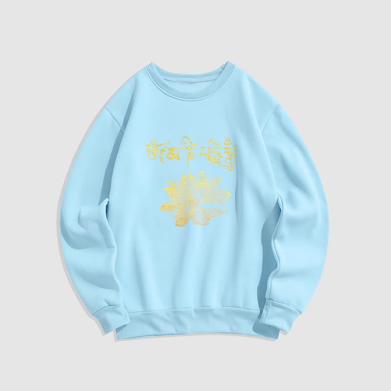 Buddha Stones Golden Lotus Sanskrit Fleece Lined Sweatshirt