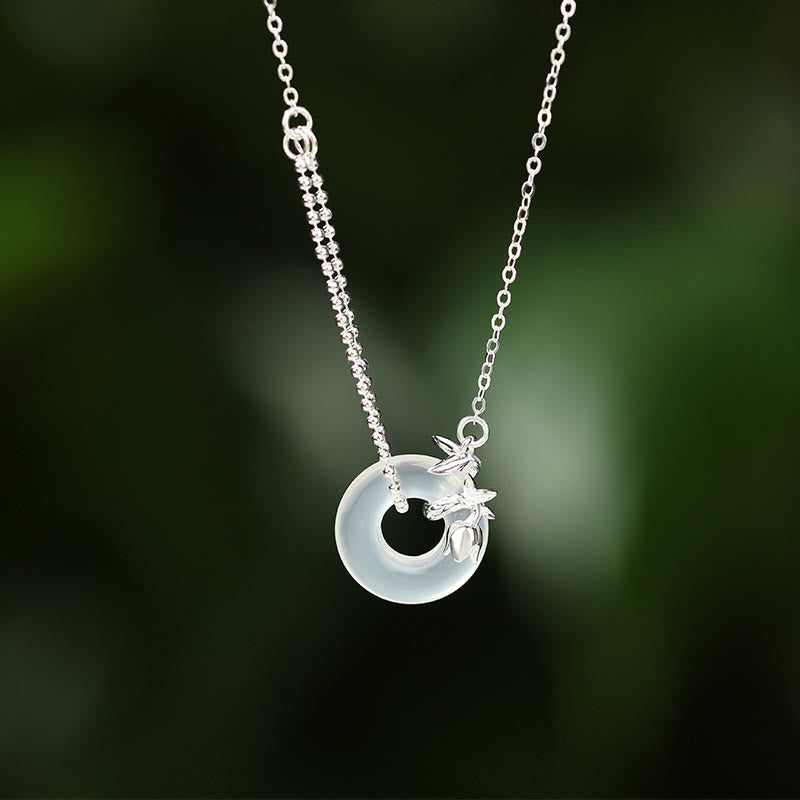 Collier avec pendentif en argent sterling 925 et calcédoine tulipe, boucle de paix, porte-bonheur 