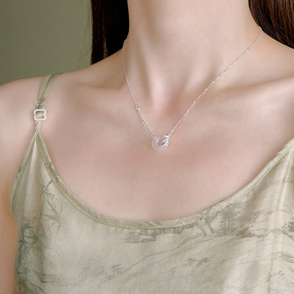 Collier avec pendentif en argent sterling 925 et calcédoine tulipe, boucle de paix, porte-bonheur 