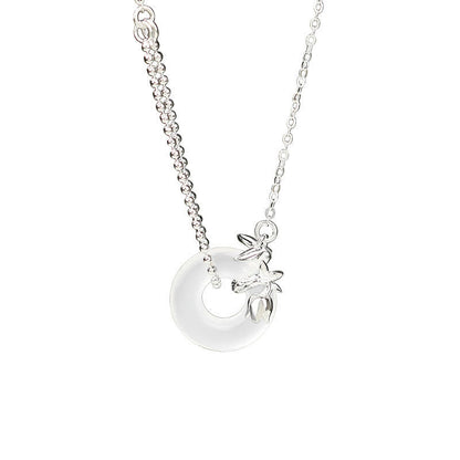 Collier avec pendentif en argent sterling 925 et calcédoine tulipe, boucle de paix, porte-bonheur 