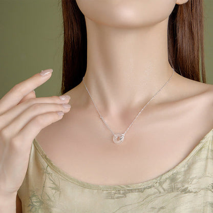 Collier avec pendentif en argent sterling 925 et calcédoine tulipe, boucle de paix, porte-bonheur 