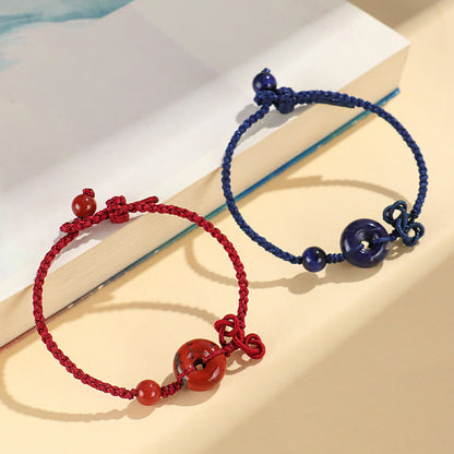 Bracelet porte-bonheur en pierres de Bouddha, jaspe rouge, quartz rose, diverses roches naturelles, boucle de paix, nœud