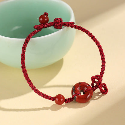 Bracelet porte-bonheur en pierres de Bouddha, jaspe rouge, quartz rose, diverses roches naturelles, boucle de paix, nœud