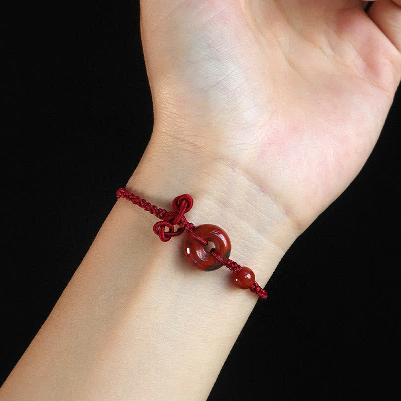 Bracelet porte-bonheur en pierres de Bouddha, jaspe rouge, quartz rose, diverses roches naturelles, boucle de paix, nœud