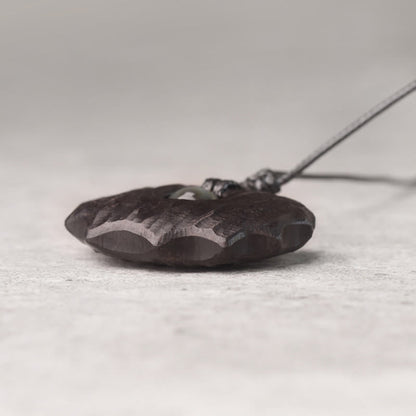 Collier pendentif en obsidienne et bois d'ébène de forme irrégulière, pierres de Bouddha, paix et calme 