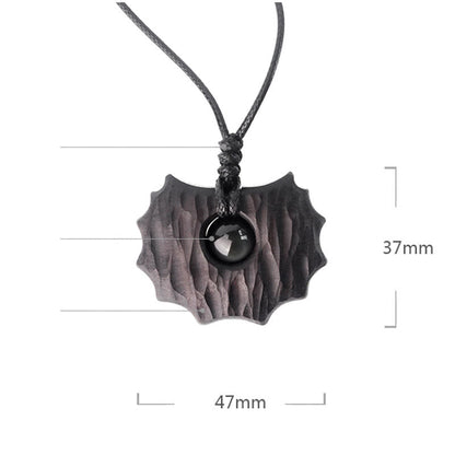 Collier pendentif en obsidienne et bois d'ébène de forme irrégulière, pierres de Bouddha, paix et calme 