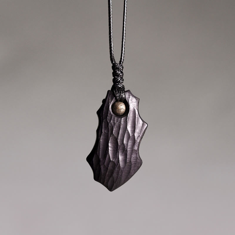 Collier pendentif en perles de cuivre irrégulières en bois d'ébène et obsidienne, pierres de Bouddha, paix et calme 