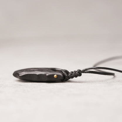 Collier pendentif en perles de cuivre irrégulières en bois d'ébène et obsidienne, pierres de Bouddha, paix et calme 