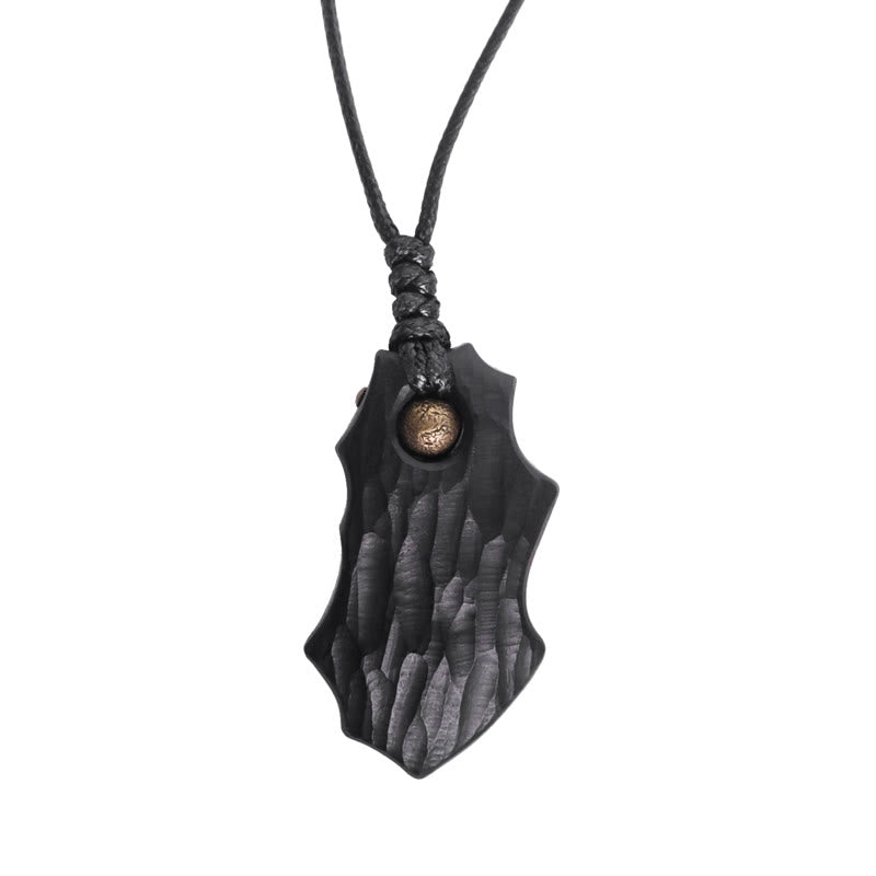 Collier pendentif en perles de cuivre irrégulières en bois d'ébène et obsidienne, pierres de Bouddha, paix et calme 