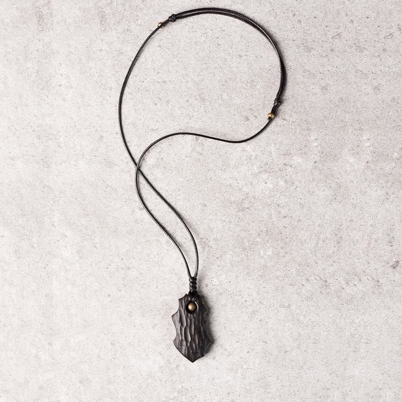 Collier pendentif en perles de cuivre irrégulières en bois d'ébène et obsidienne, pierres de Bouddha, paix et calme 
