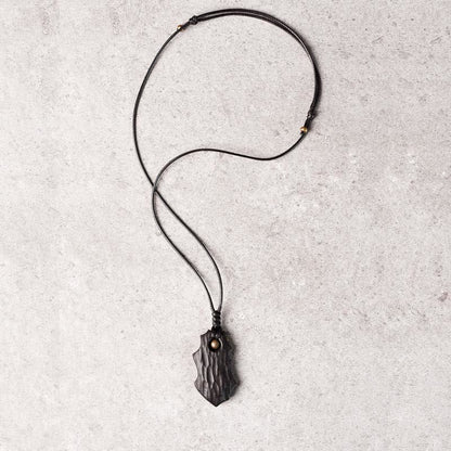 Collier pendentif en perles de cuivre irrégulières en bois d'ébène et obsidienne, pierres de Bouddha, paix et calme 