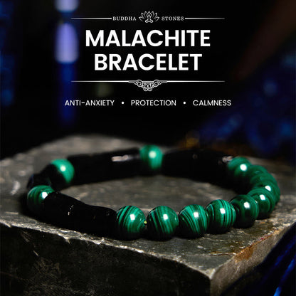 Bracelet Pureté en Malachite et Tourmaline Noire Buddha Stones 
