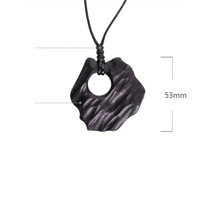Collier pendentif en bois d'ébène creux de forme irrégulière, pierres de Bouddha, équilibre de la paix 