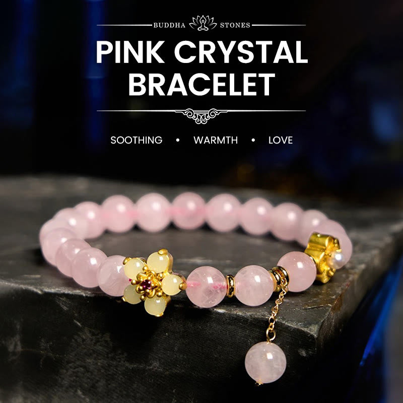 Soothing Self-acceptance Pink Crystal Citrine Flower Bracelet