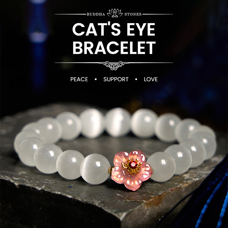 Support Peace Cat's Eye Chrysoberyl Flower Bracelet