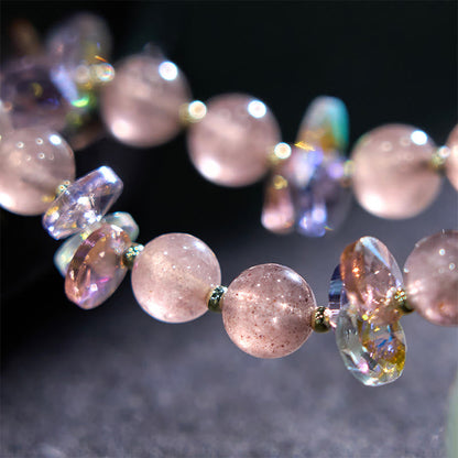 Bracelet positif en cristal de quartz fraise et gourde Buddha Stones 