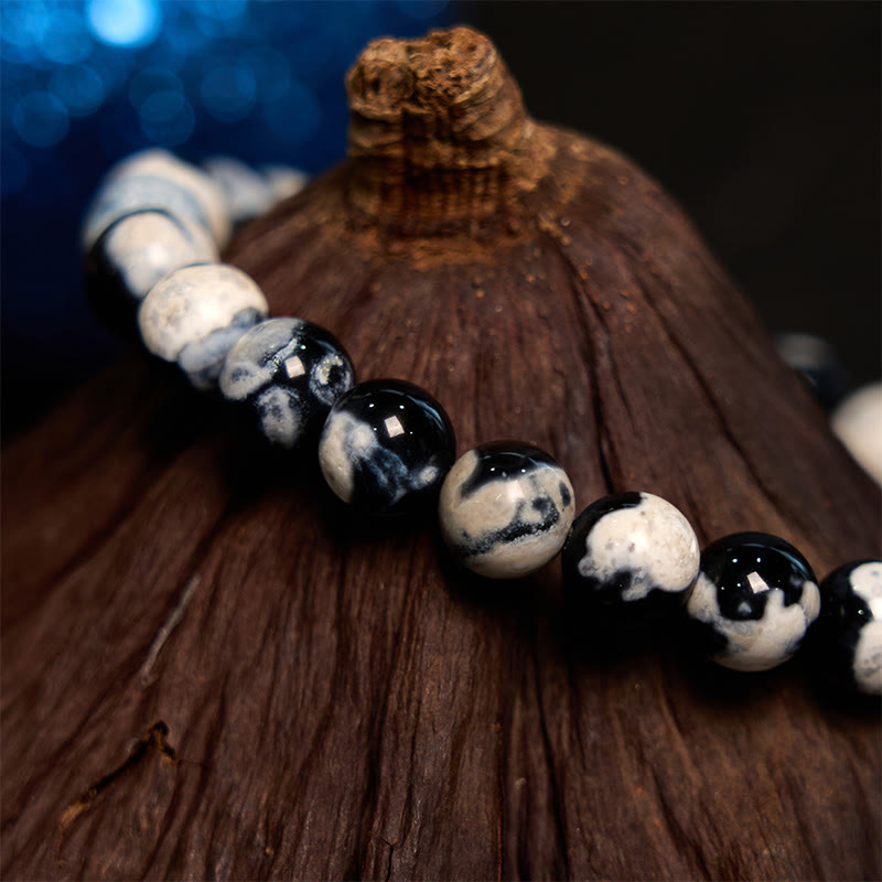 Bracelet de protection en agate orque et pierre de Bouddha