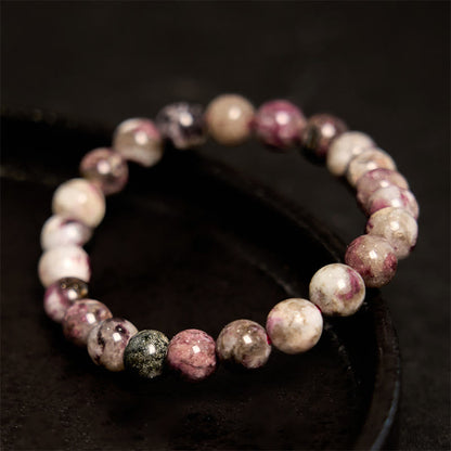 Bracelet d'équilibre en tourmaline fleur de prunier et pierre de Bouddha