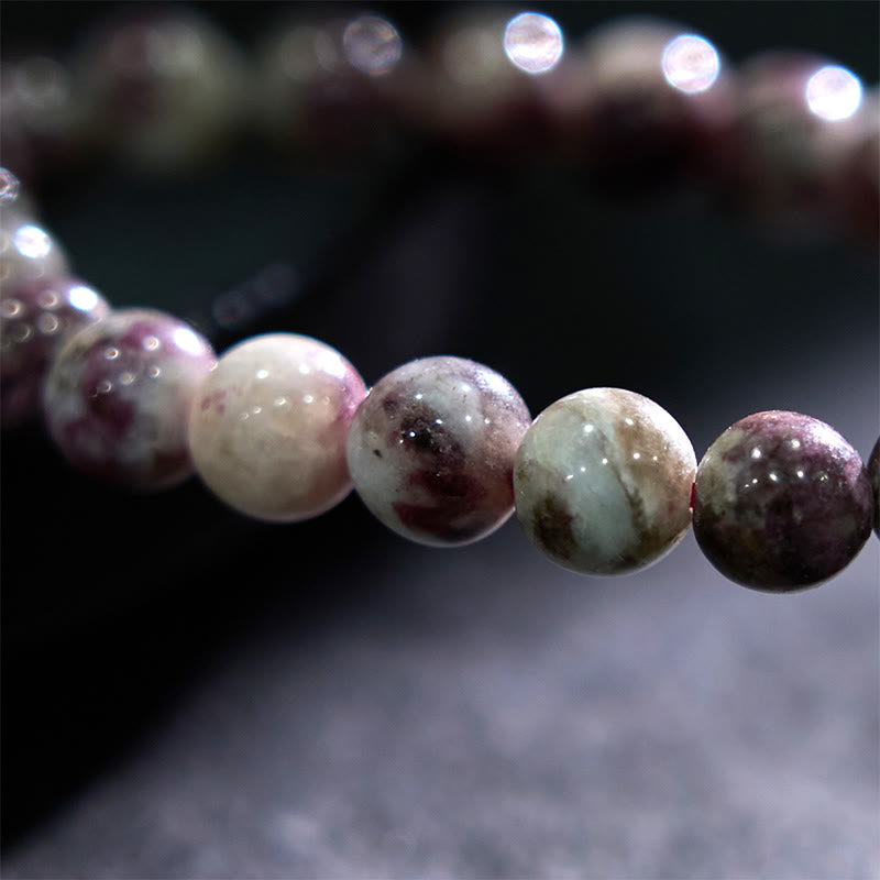 Bracelet d'équilibre en tourmaline fleur de prunier et pierre de Bouddha
