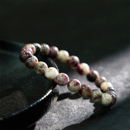 Bracelet d'équilibre en tourmaline fleur de prunier et pierre de Bouddha