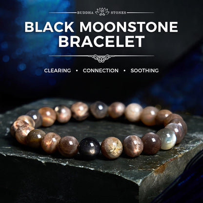 Bracelet en pierre de lune noire pour la purification et l'équilibre 