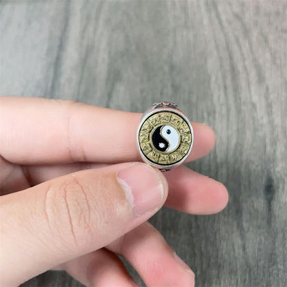 Bague ajustable en cuivre avec symbole du zodiaque chinois Yin Yang et harmonie 