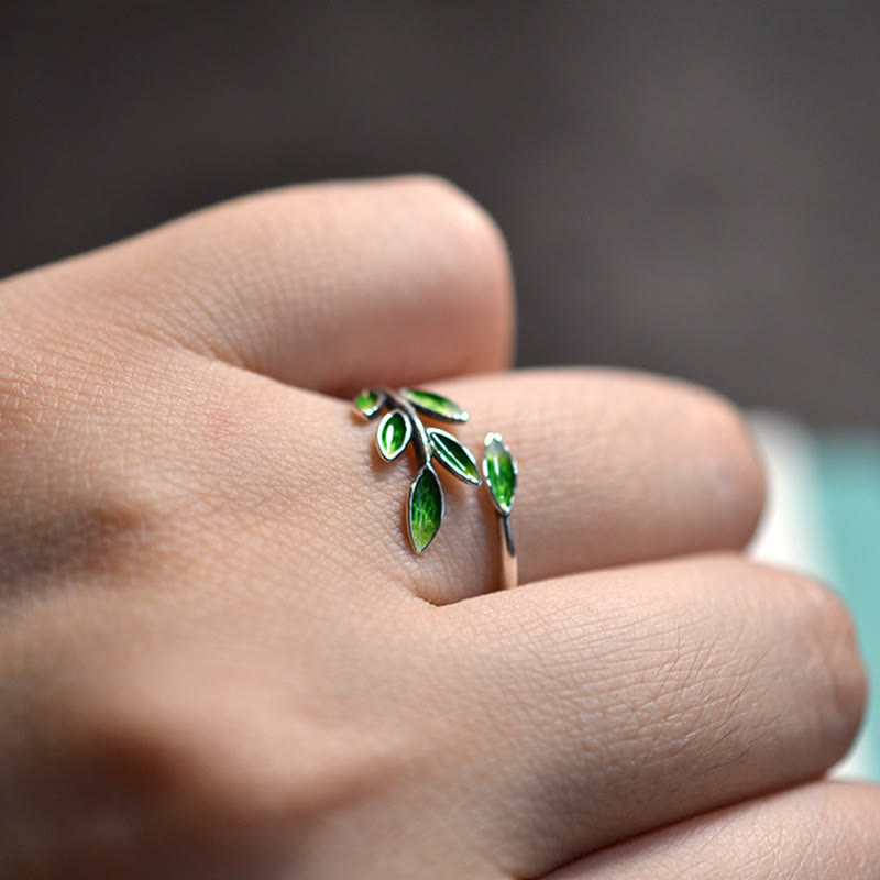 Buddha Stone Leaves Copper Wealth Adjustable Ring