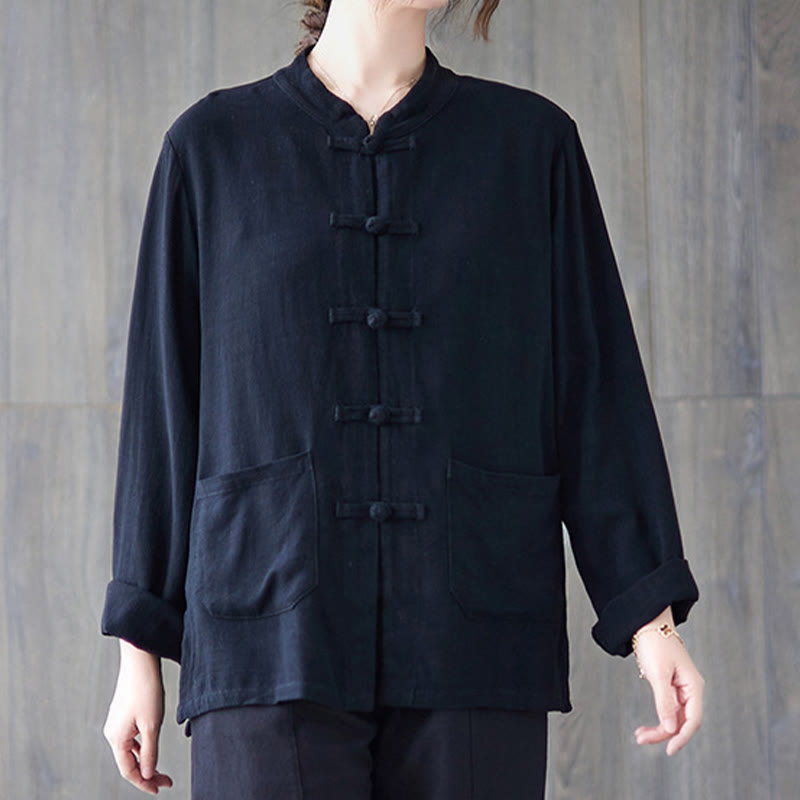 Chemise à manches longues et boutons grenouille pour femme Buddha Stones, pantalon large, vêtement de méditation en coton 