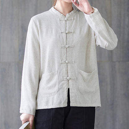 Chemise à manches longues et boutons grenouille pour femme Buddha Stones, pantalon large, vêtement de méditation en coton 